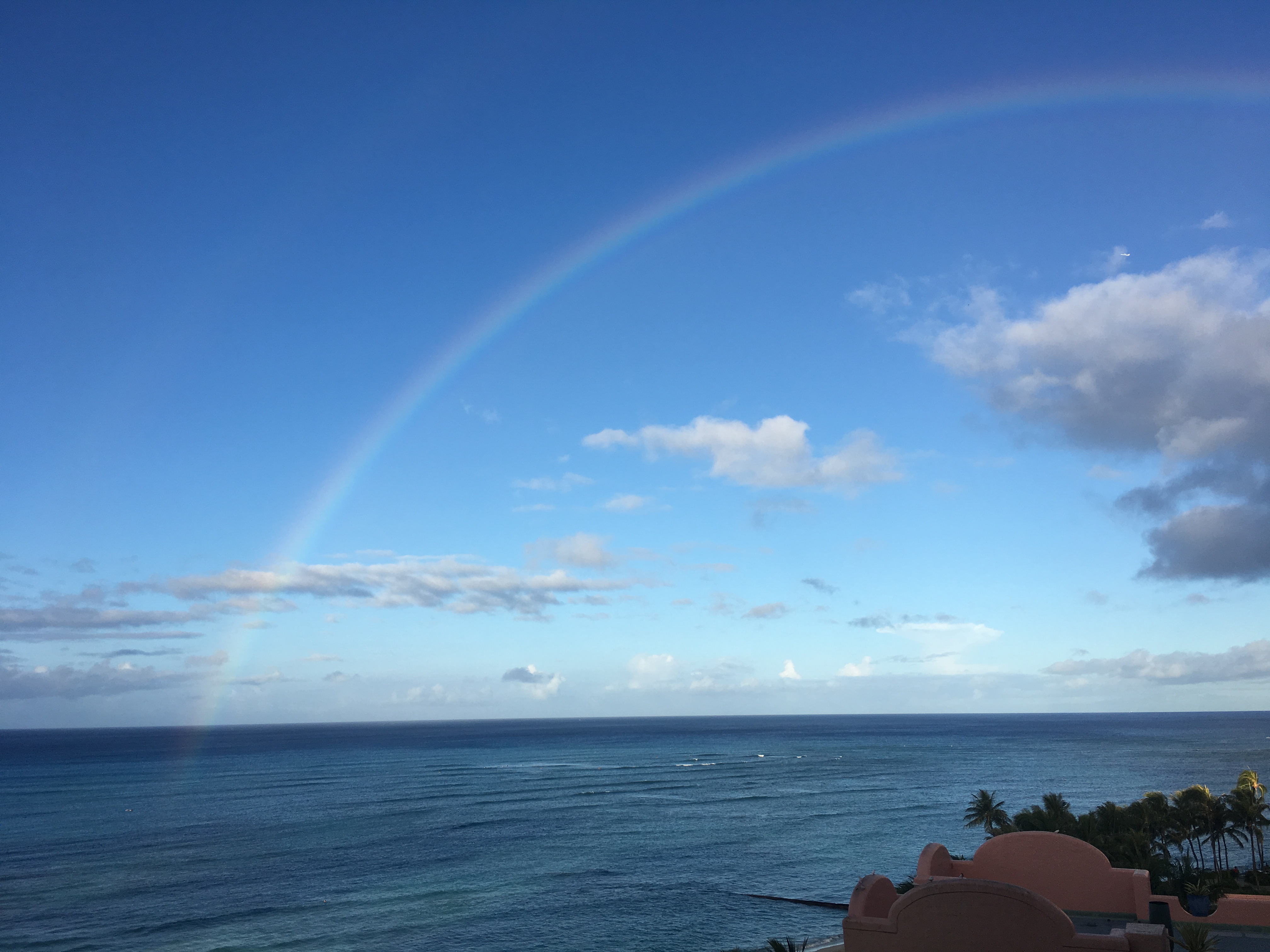 Rainbow over Waikiki Beach in Hawaii