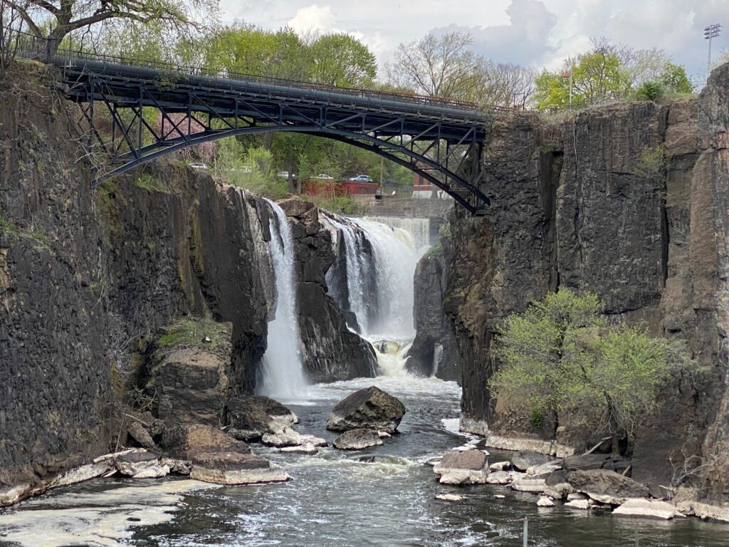 A view of the waterfall at Great Falls National Park in Paterson, NJ