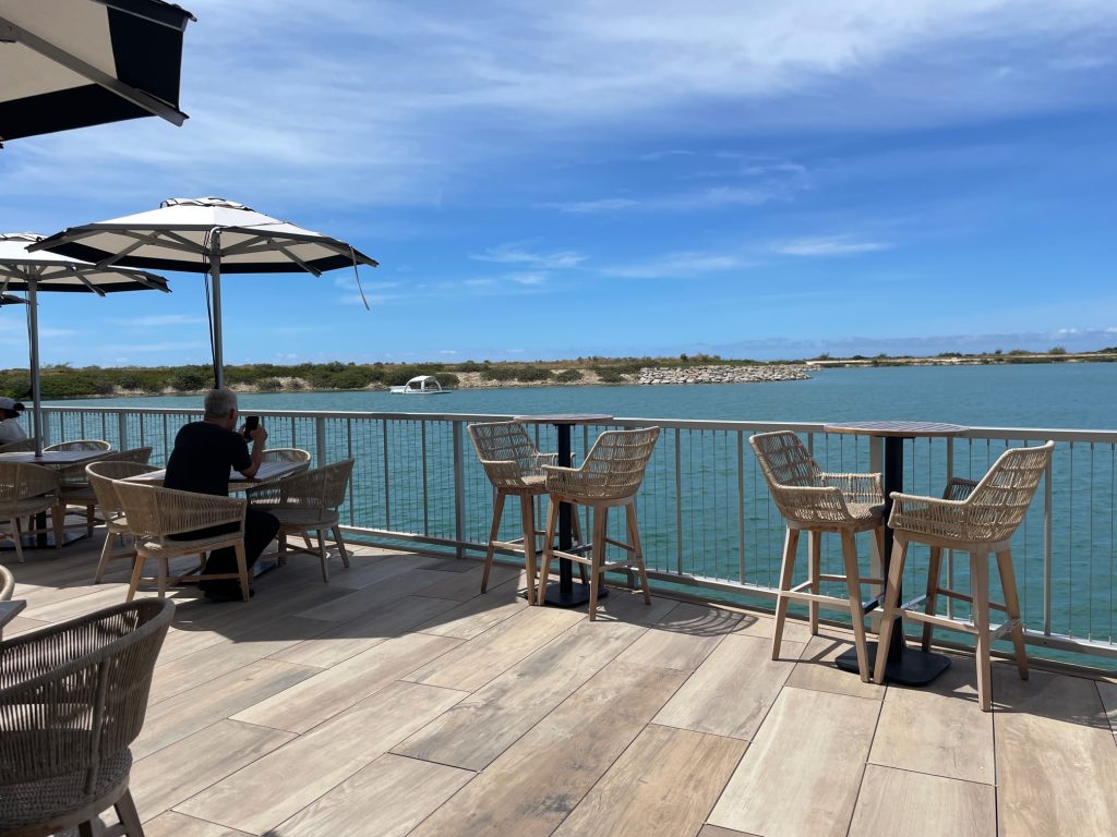 View of the Wai Kai lagoon from the deck outside the coffee shop by Marla Cimini